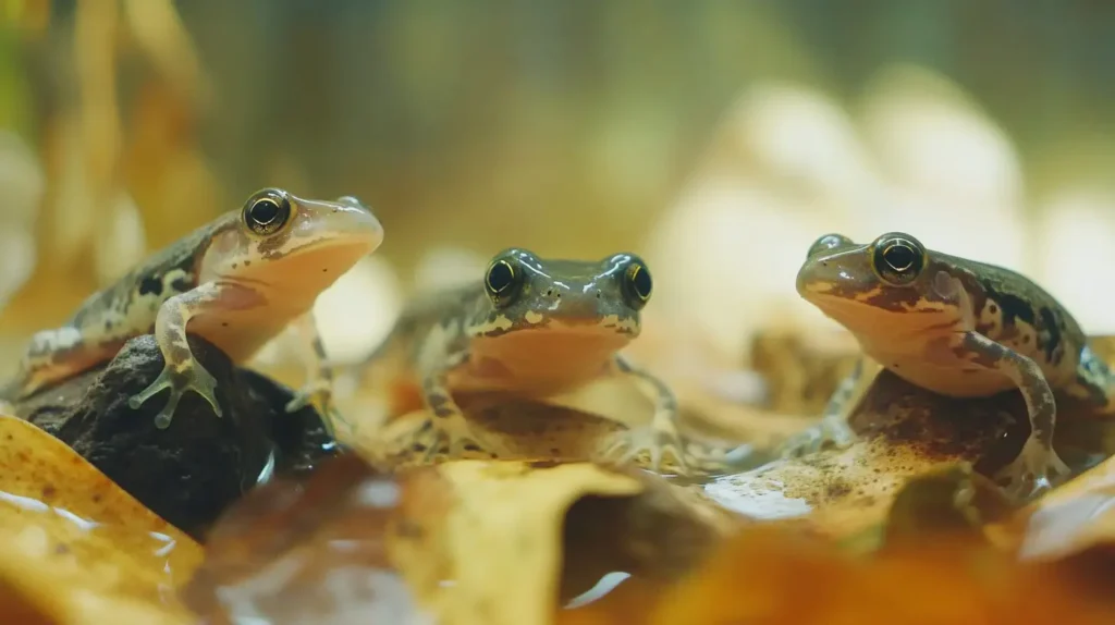 Newly hatched tadpoles eating biofilm