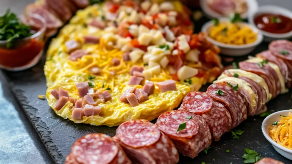 Platter of lunch meat roll-ups and appetizers